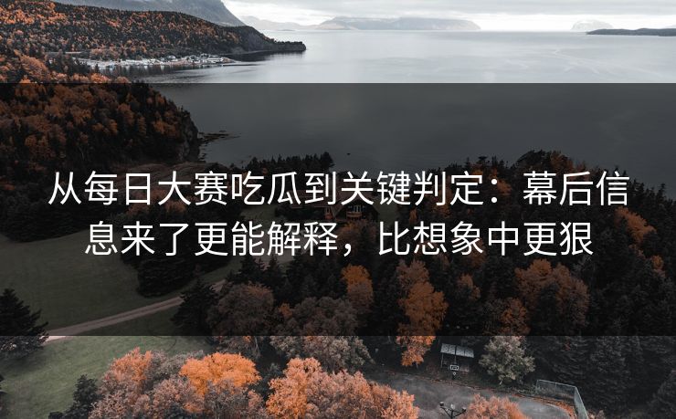 从每日大赛吃瓜到关键判定：幕后信息来了更能解释，比想象中更狠